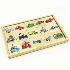 Dřevěné pexeso Dopravní prostředky - v bukové krabičce bez víčka